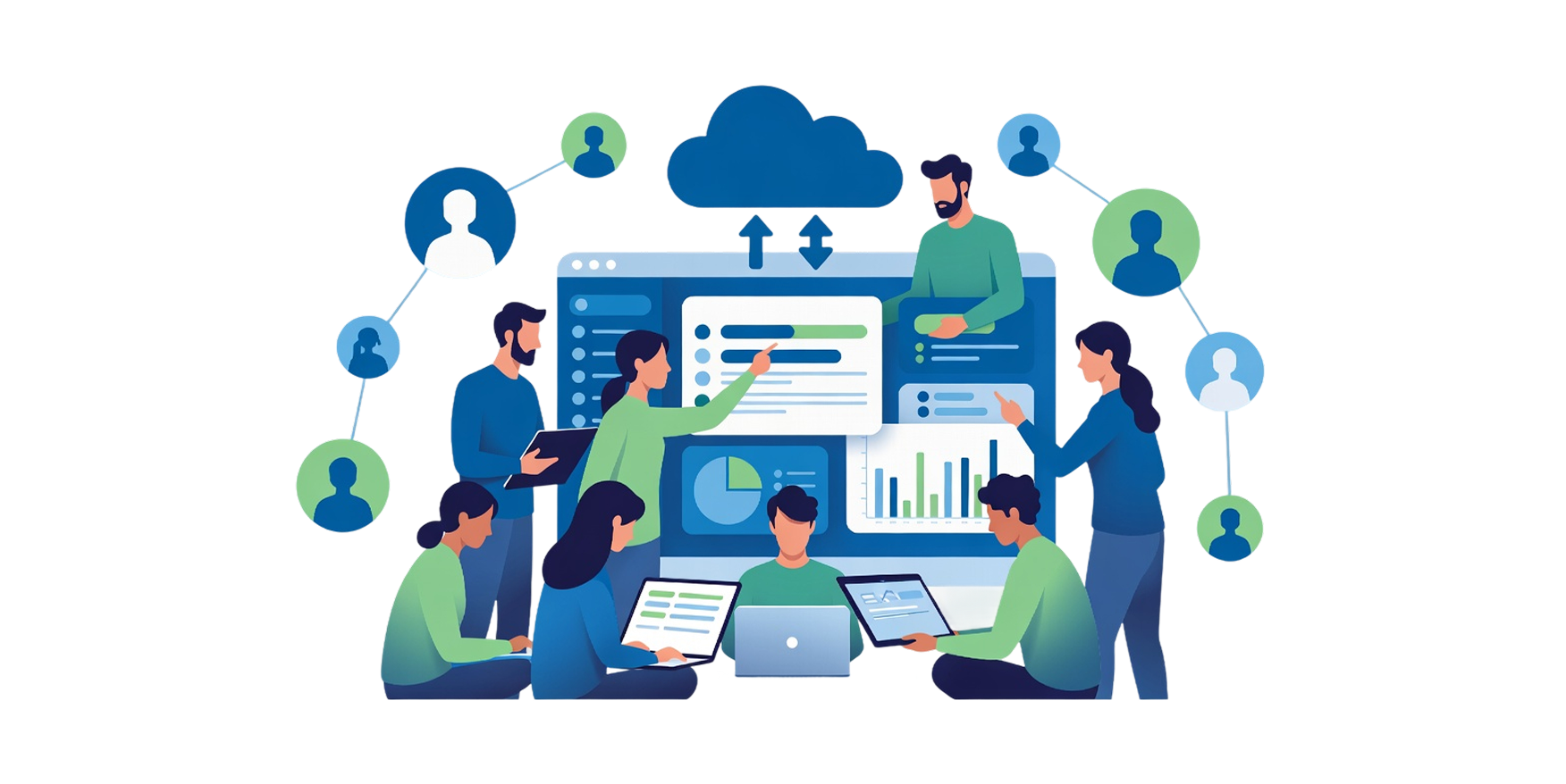 Cloud Collaboration – team collaborating on cloud platform